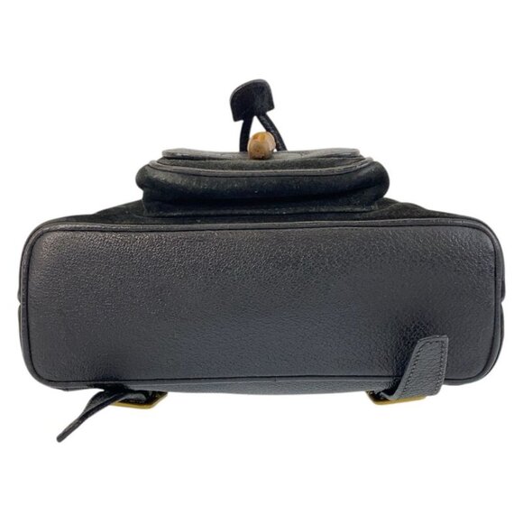 Gucci Bamboo Black Gold Hardware Suede 003 1705 0030 Backpack